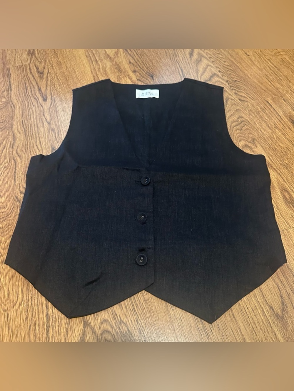 DISSH Black Sleeveless Button Vest size 4 casual three button